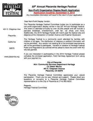 Fillable Online th Annual Placentia Heritage Festival Fax Email Print - pdfFiller