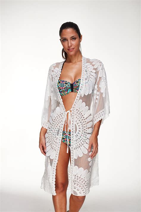 Floral Lace Beach Cover Up - Bikin International