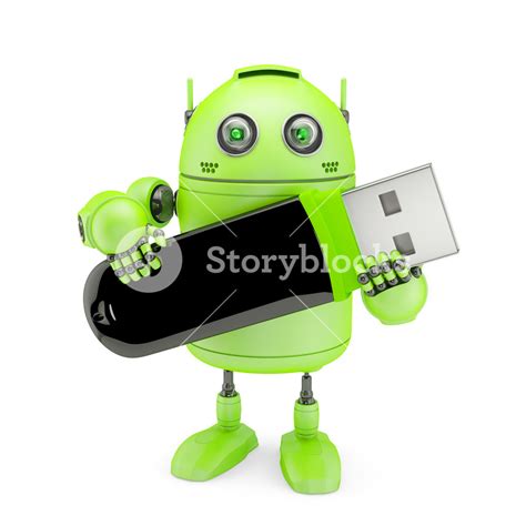 Android Holding Usb Flash Drive. Royalty-Free Stock Image - Storyblocks