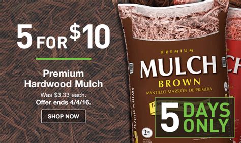 Lowe's: 5 for $10 Premium Mulch or Garden Soil