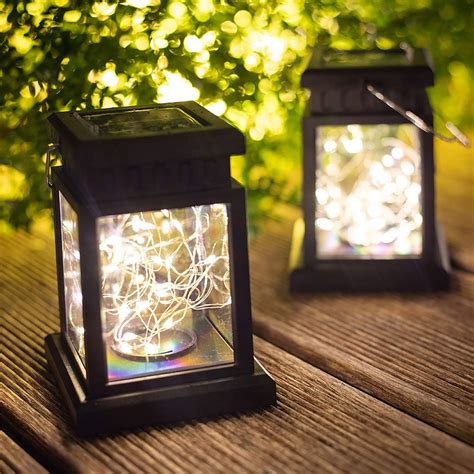 Solar Lights Outdoor Lantern Decorative - Solar Lanterns Outdoor Hanging with 20 Led, 2 Pack ...