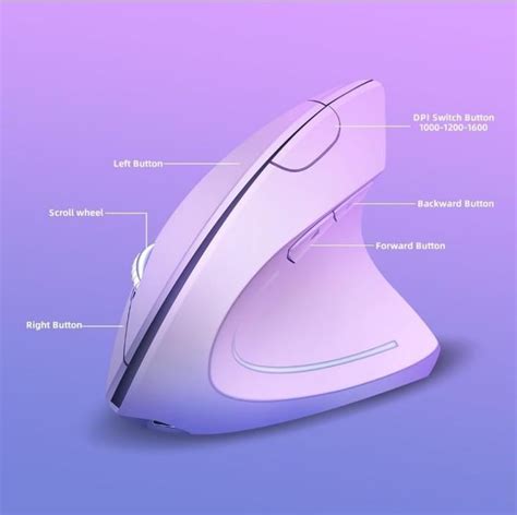 Ergonomic Mouse Wireless, Purple Vertical Mouse Rechargeable with USB ...