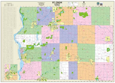 TheMapStore | St. Croix County Wisconsin Street Wall Map Hudson New Richmond Somerset Roberts