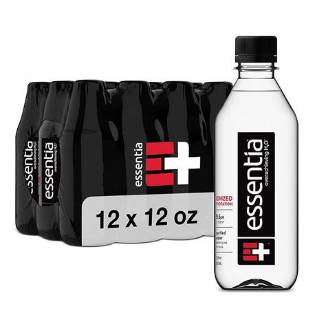 Essentia Ionized Alkaline Water; 99.9% Pure; 9.5 pH; BPA-Free Bottle; 12 Fl Oz (Pack of 12 ...