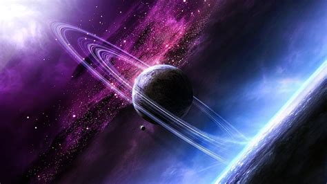 HD wallpaper: illustration of planet in galaxy, space, planetary rings, purple | Wallpaper Flare