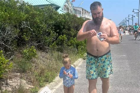 Jason Kelce's Wife Shows NFL Star and Daughter Wyatt Walking in Sync with Ice Cream on Beach ...