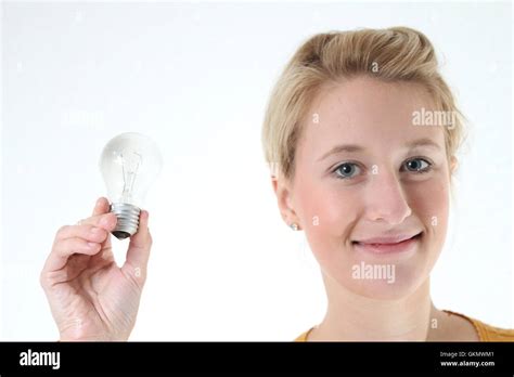 girl with light bulb Stock Photo - Alamy