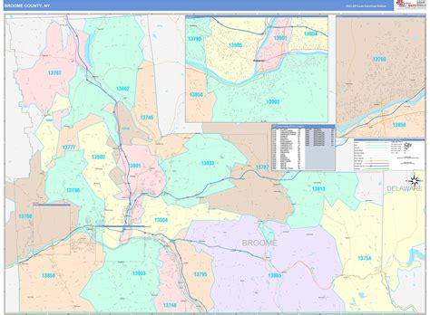 Broome County, NY Wall Map Color Cast Style by MarketMAPS