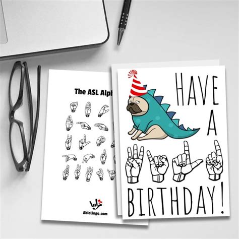 Printable ASL Birthday Card With ASL Alphabet FREE Envelope | Etsy