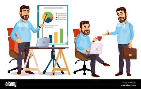 Boss Working Character Vector. Working Male. Modern Office Workplace. Animation Work. Cartoon ...