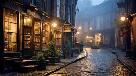 Premium Photo | Victorian london on a foggy evening with gaslights and ...