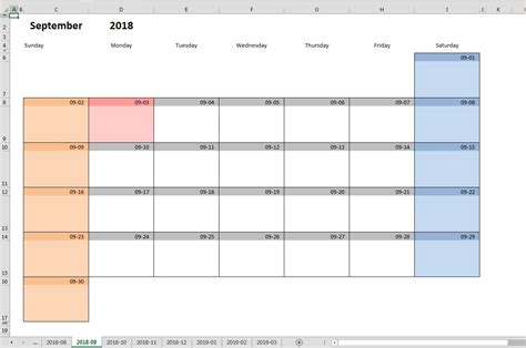 Printable monthly calendar template for Excel | Excel-Malin.com