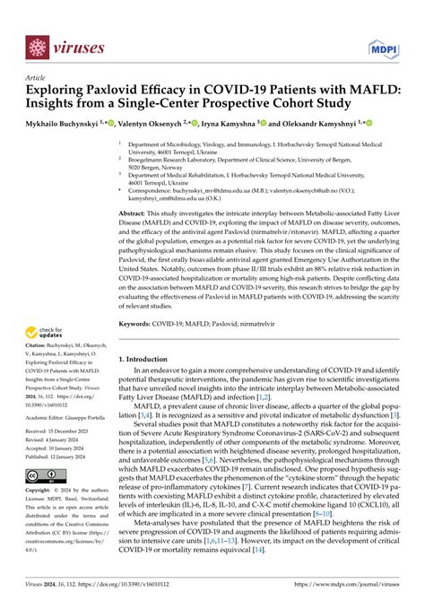 (PDF) Exploring Paxlovid Efficacy in COVID-19 Patients with MAFLD: Insights from a Single-Center ...