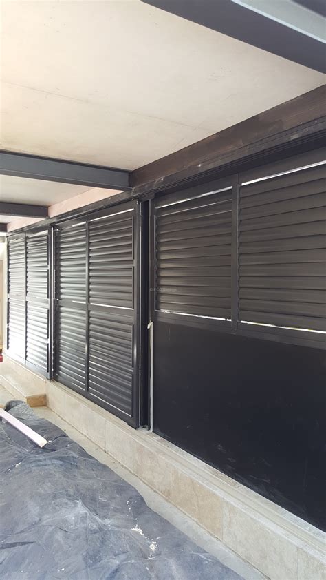 Sliding Adjustable Privacy Screen Louvers with Sliding Panel - Eco Awnings