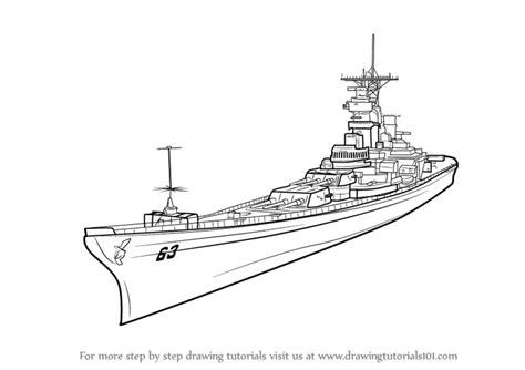 Learn How to Draw USS Missouri aka Big Mo (Battleships) Step by Step ...