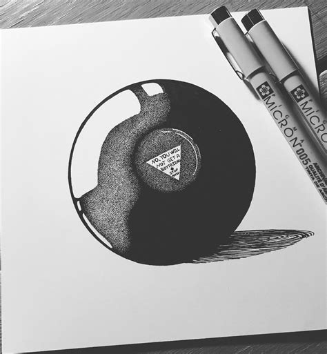 Magic Eight Ball, Pigma Micron Pens : r/drawing