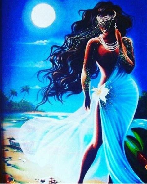 Considered as one of the most powerful deity in Santeria/Yuroba religion. Her colors are blue ...