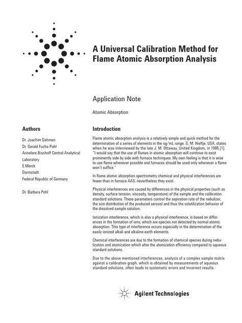 Agilent AAS Calibration Method | PDF | Atomic Absorption Spectroscopy | Sodium