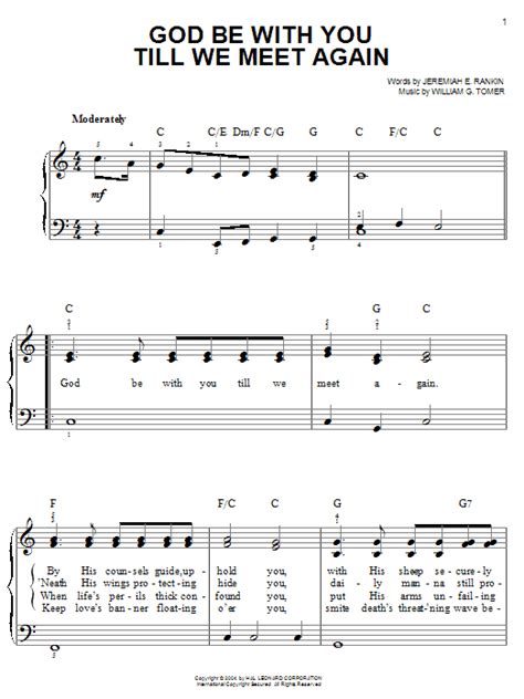 God Be With You Till We Meet Again sheet music by Jeremiah E. Rankin (Easy Piano – 30521)