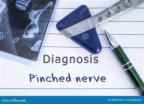 Diagnosis of Pinched Nerve. Medical Health History Written with Diagnosis of Pinched Nerve, MRI ...