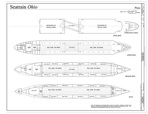 Plans: Forecastle Deck, Spar Deck, Upper Deck, Second Deck, Hold - Seatrain Ohio, Beaumont ...