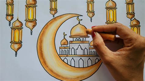 Eid Drawing Easy Technique To Draw Step By Step Tutorial Eid Mubarak ...