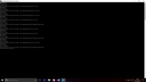 Screenshot of the Console Window in Full Screen (Visual Studio 2015, Windows 10). Taken on 26 ...