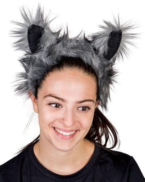 Plush Wolf Ears Headband Accessory for Wolf Costume, Pretend Animal Play or Forest Animal Costumes