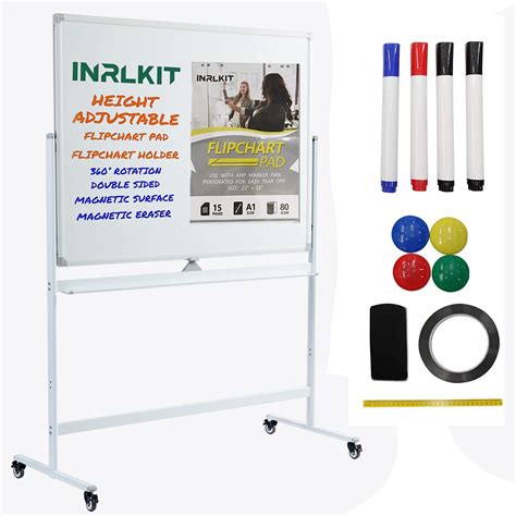 INRLKIT 48X36 Magnetic Whiteboard with 360 Degree Rolling Wheels ...