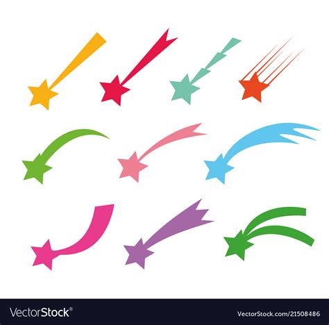 Shooting stars icons falling star Royalty Free Vector Image