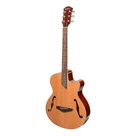 Martinez Jazz Hybrid Flamed Acoustic-Electric Small Body Guitar ...