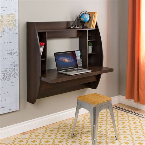 Wall Mount Space Saving Modern Laptop Computer Desk in Espresso | Diy computer desk, Wall ...