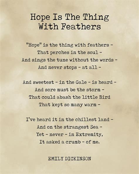 Hope Is The Thing With Feathers - Emily Dickinson Poem - Literature ...