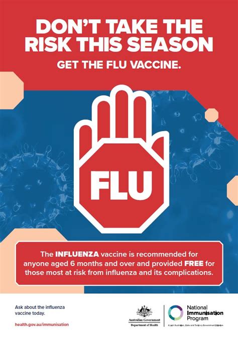 Don’t take the risk this season: Get the flu vaccine – poster | Australian Government Department ...