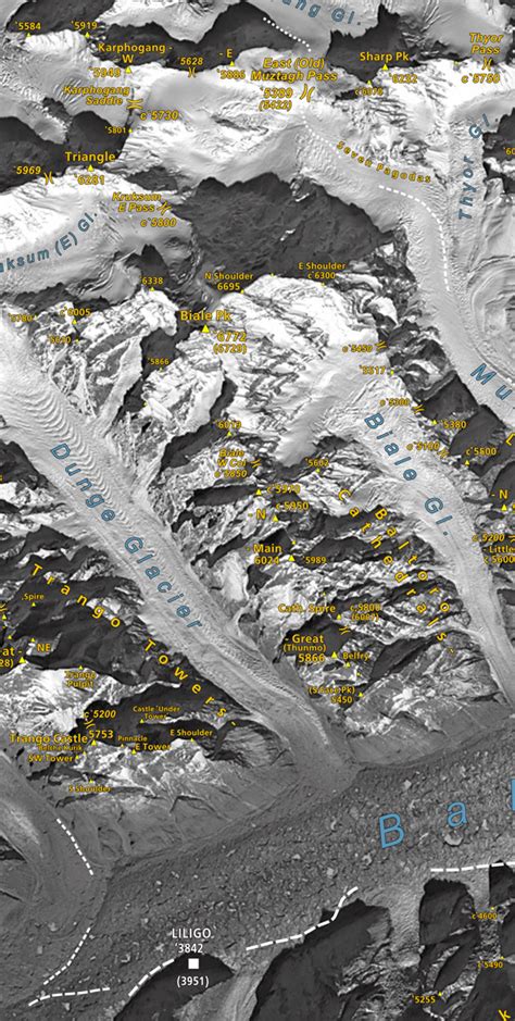 K2, Baltoro Glacier, mapa satelitarna 1:80 000, SPOT