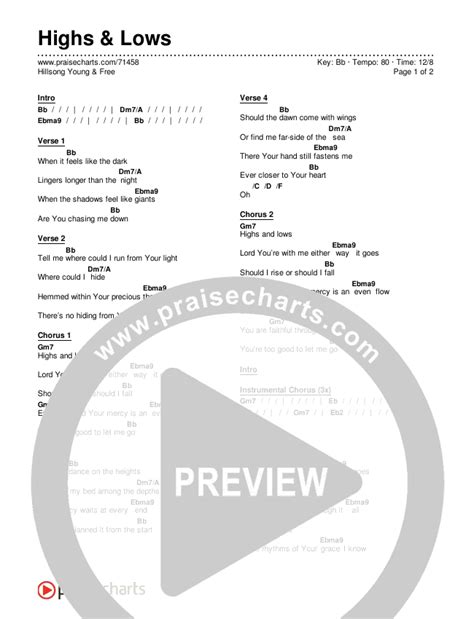 Highs & Lows Chords PDF (Hillsong Young & Free) - PraiseCharts