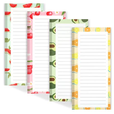 Joyberg 4 Pack Magnetic Notepads for Refrigerator, Grocery List Pad with Fruit Designs, 50 ...