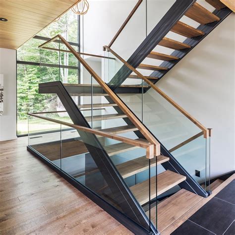 Modern Design Powder Coated Carbon Steel Stairs with Timber Tread ...