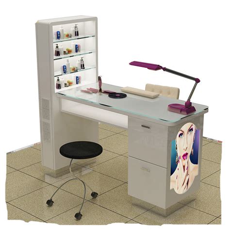 Modern long double nail salon station reception desk manicure bar table ...