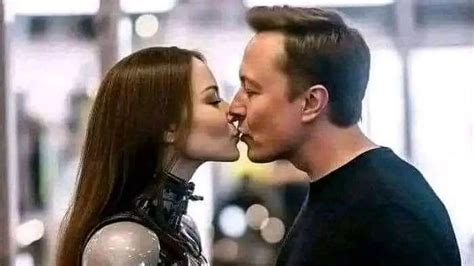 Baffling image of Elon Musk kissing a ROBOT goes viral as fears about ...