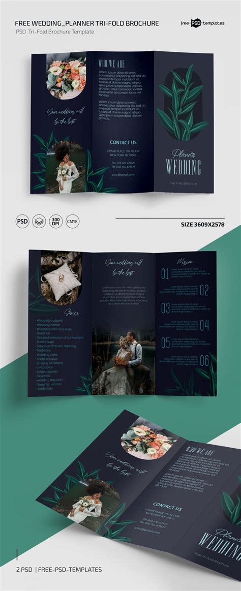 Free Wedding Planner Tri-Fold Brochure Template – Free PSD Templates