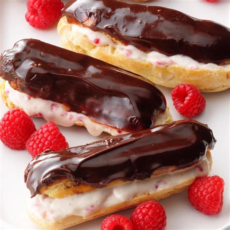 Chocolate-Glazed Raspberry Eclairs Recipe: How to Make It | Taste of Home