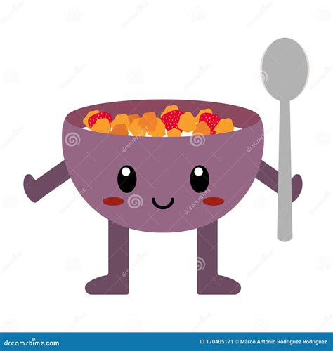 Cute Cartoon Cereal Bowl Isolated Stock Illustration - Illustration of ...