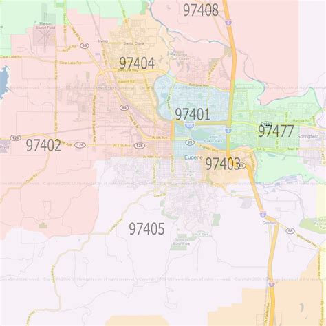 Eugene Oregon Zip Codes Map