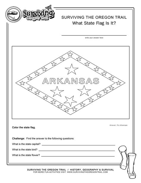 Coloring Page State Flag Arkansas Printable Worksheet – Surviving the Oregon Trail