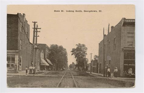 Georgetown, IL - State St. Looking S Down Train Tracks - Street Scene ...