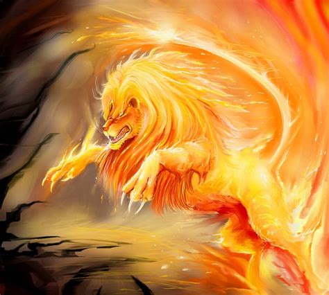 Download Jumping Fire Lion Wallpaper | Wallpapers.com