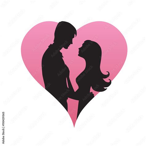 Couple concept. Silhouette of man and womans heads forming a heart shape Stock Vector | Adobe Stock