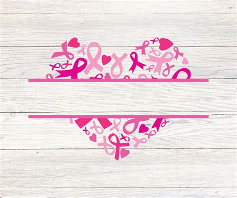 Pink Cancer Ribbon Monogram Svg, Awareness Ribbon Svg, Heart Cancer Ribbons, Pink Heart PNG ...