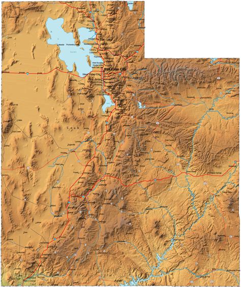 Detailed Utah Map - UT Terrain Map